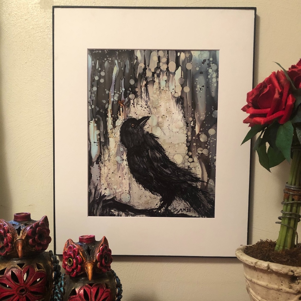 Raven Print 11x14 Alcohol Ink Painting